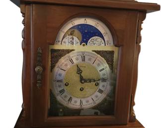 Moon Phase Emperor Walnut Mantel Clock Vintage 1970’s