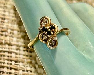 sapphire & diamonds in 14k gold