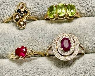 gold and gemstone rings