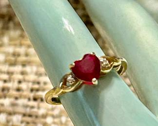 ruby heart with diamonds