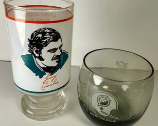 Larry Csonka and Miami Dolphins Glassware