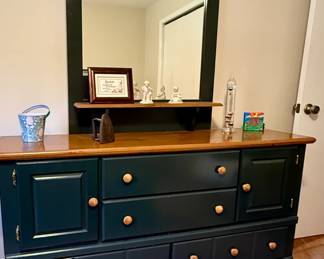Painted Two-tone Wood Dresser with Mirror