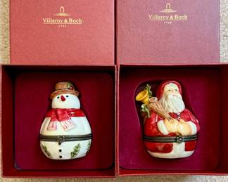 Porcelain Hinged Trinket Boxes - Snowman and Santa - Villeroy & Boch