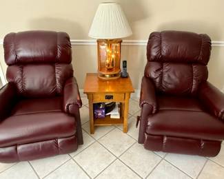 Pair of La-Z-Boy Maroon Recliners