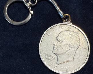 1971 Eisenhower Dollar Coin on Keychain