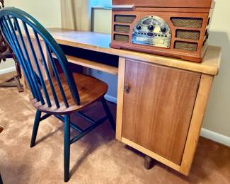 Wood Desk - Windsor Chair - Crosley Radio