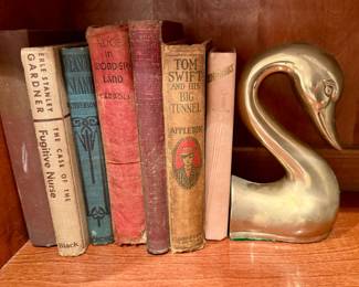 Vintage Book Collection - Brass Swan Bookend