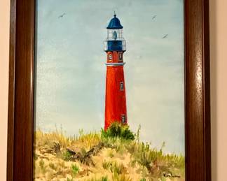 Red Lighthouse Framed Wall Art - Kara Buckner