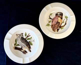 Vintage Ashtrays - Great Horned Owl and Spectacled Owl - House of Goebel