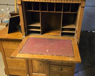 Antique Burl Oak Secretary