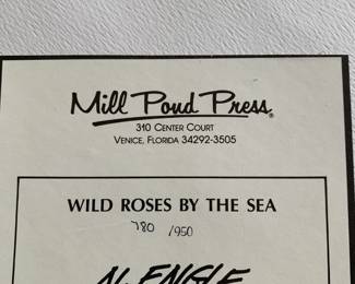 Matted & Framed "Wild Roses by the Sea" Lithograph by N. Engle 732/950