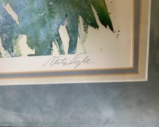 Matted & Framed "Wild Roses by the Sea" Lithograph by N. Engle 732/950