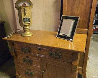 Oak Commode; Parking Meter Lamp and more!