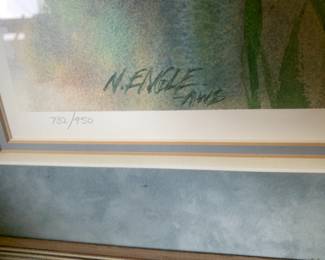 Matted & Framed "Wild Roses by the Sea" Lithograph by N. Engle 732/950