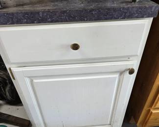 Kitchen White Laminate Single Drawer & Lower Shelving Cabinet with Laminate Top