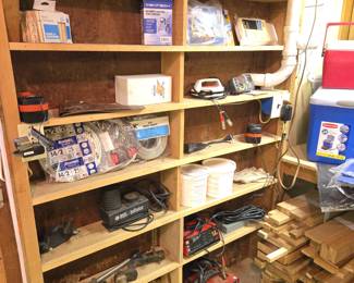 Several Battery Chargers; Electric Wiring; Inflator; Assorted Pieces of Wood and so much more!
