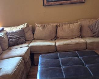 My living room sectional. Comfy. Gold. $85 $10 for the ottoman.