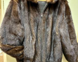 Reversible leather / fur bomber jacket