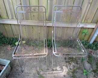 Pair wrought iron side chairs