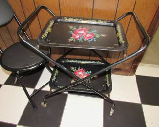 Vintage double tier rolling trays