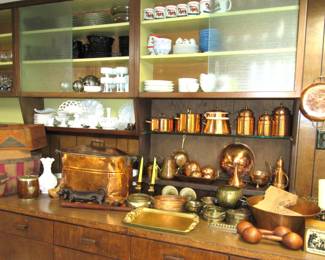 A nice variety of copper, brass & collectible glassware