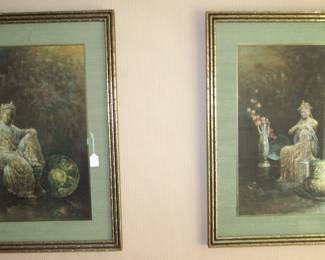 MCM Asian prints in Hollywood Regency frames