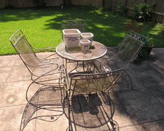 Wought iron table & 4 high-back chairs