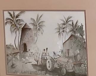 Historical Art, St. Kitts, West Indies, Willett's Estate Yard, Site of Sugar Plantation, 17th & 18th Centuries