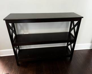 #26 rectangle end table pickled wood and metal $25.00