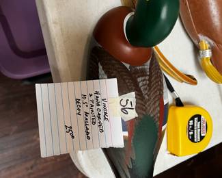#56 Vintage Hand Carved & Painted 10/5 Mallard Decoy $25.00