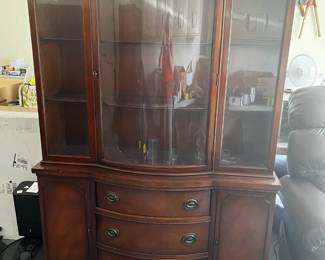 #122 Drexel China Cabinet w/Curved Front Glass Door & 2 wood doors & Three Drawers - 49x15x70 - 1 piece - you move $120.00