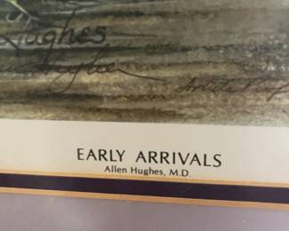#111 "Early Arrivals" by Allen Hughes MD Bird Print Matted and Framed $30.00