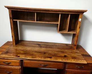 #150 2 piece Desk pine Desk w/7 drawers & Hutch - 60x22x30 Desk - 58"Total Height w/hutch (hutch doesn't match exactly) - You Move upstairs $40.00