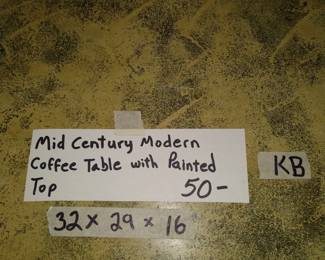 #211 Mid-Century Modern Coffee Table w/Painted Top - 32x29x16 $50.00