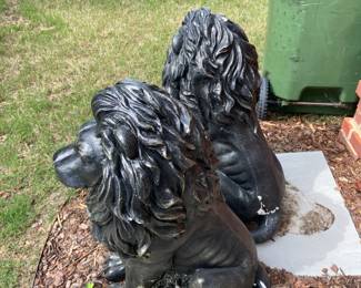 #185 pair of 29-inch tall rosin lions painted black $40.00