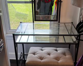 #37 Glass Vanity w/stool - 32x18x30 Mirror - 17x22 $65.00