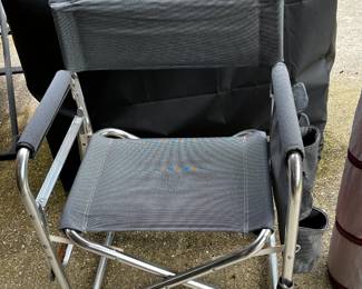#77 Aluminum Folding Chair (as is table on one side missing) w/side organizer - set of 2 $40.00