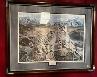 #113 Secret Heights Snow leopards by Charles Frac'e Limited - 811/4500 - 36x28 $125.00
