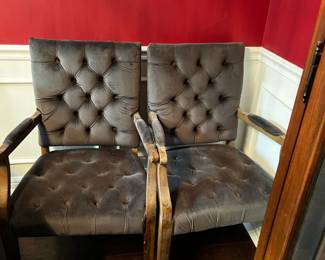 #3 two odd armed button back chairs $60.00