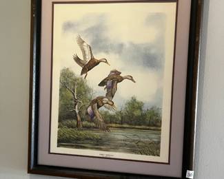 #111 "Early Arrivals" by Allen Hughes MD Bird Print Matted and Framed $30.00