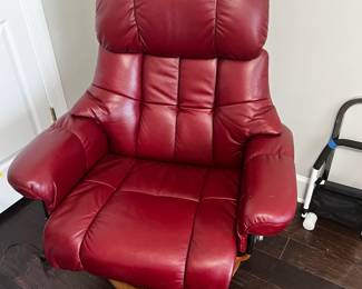 #107 Red Leather Stress-style Chair (no ottoman) $75.00
