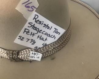 #176 Resiston tan stage coach felt hat size 7 7/8 as is small stain $40.00