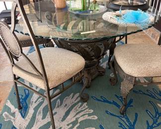 Iron and Glass Dining Set $500