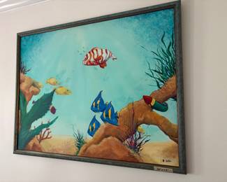 Large Original Painting of Fish 38”x 49”