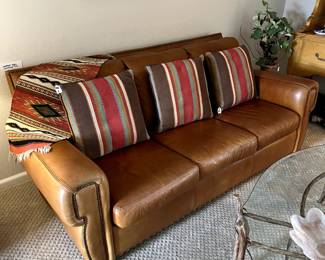 Leather sofa w/nail head trim