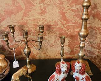 Staffordshire and brass pieces