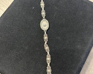 Silver Camphor Glass Bracelet