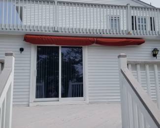 Electric awning is approximately 14 feet wide