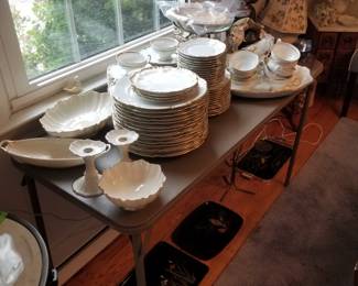 Gold-trimmed dishware; Lenox