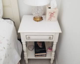 Nightstand; table lamp